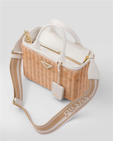 prada bucket bag wicker|Prada wicker tote.